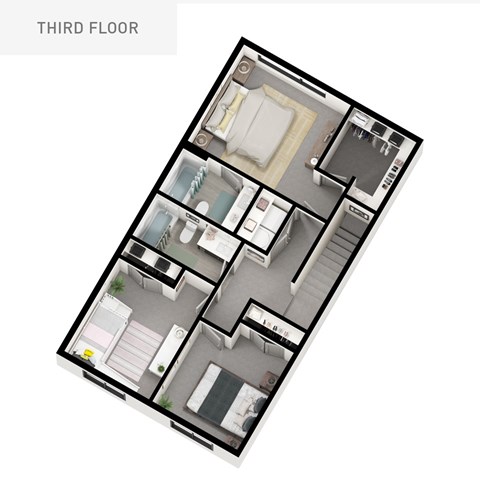 Floor plan for 3 beds, 2.5 baths, 1501 sqft